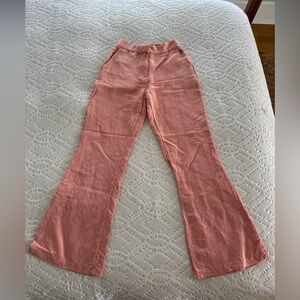 Women's Coral Linen Blend Wide Leg Pants
